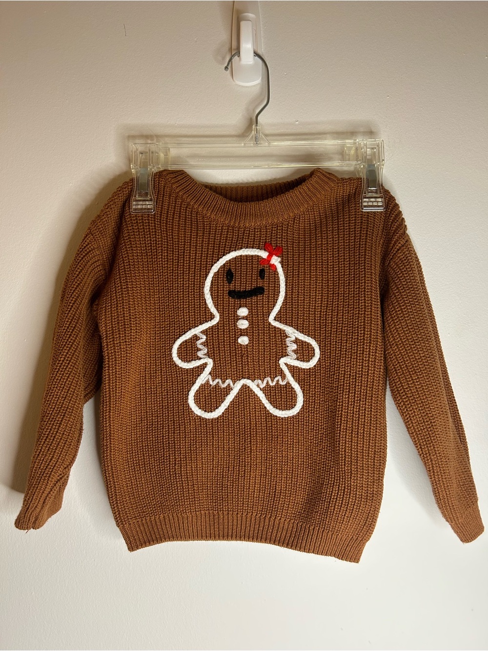 Kids Gingerbread Crewneck Sweater in Rust Brown